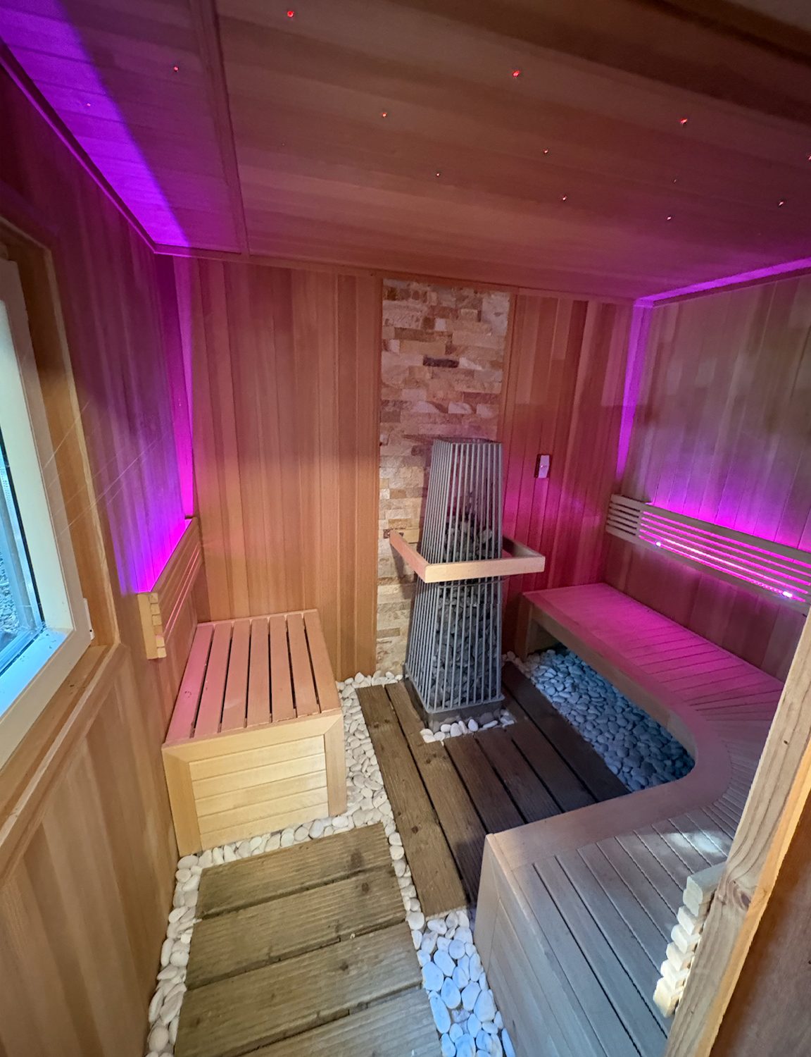 Sauna intérieur éclairé